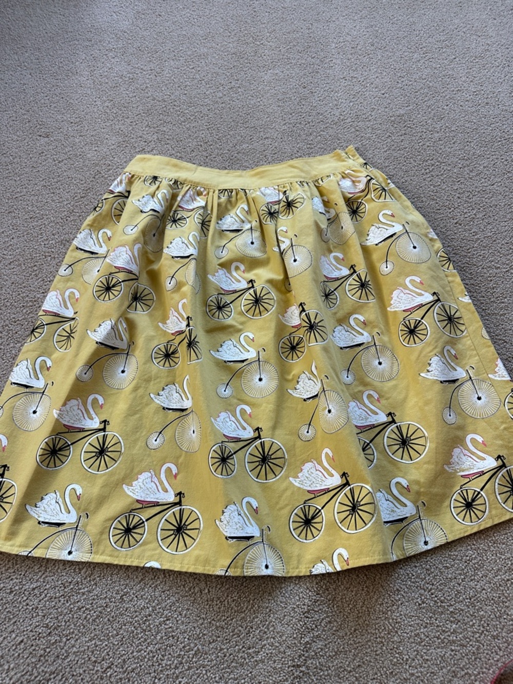 Love dove swan on a bike print skirt